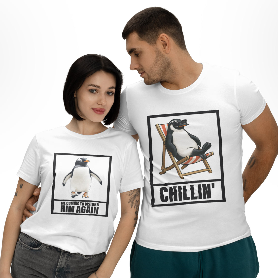 Chillin’ & Me Coming To Disturb Him Again – Funny Matching Outfit for Playful Couples
