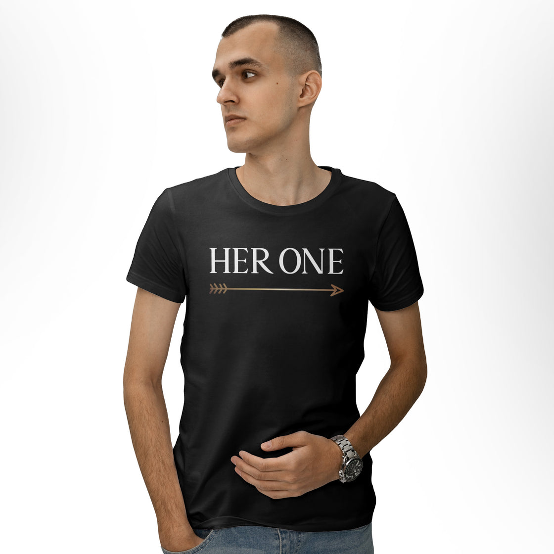 Her One & His Only – Matching Couple Shirts with Arrow Design
