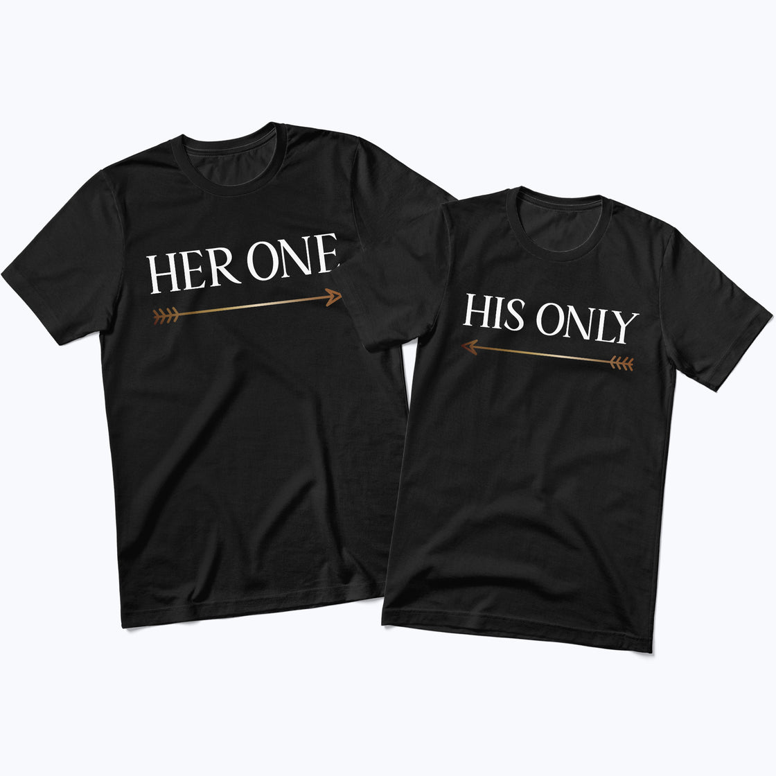 Her One & His Only – Matching Couple Shirts with Arrow Design