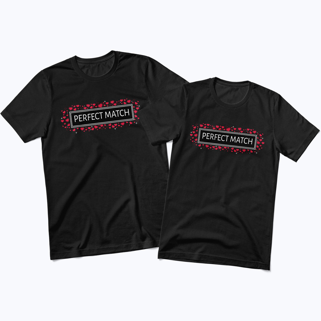 Perfect Match – Couple Shirts Minimalist Design with Romantic Heart Frame