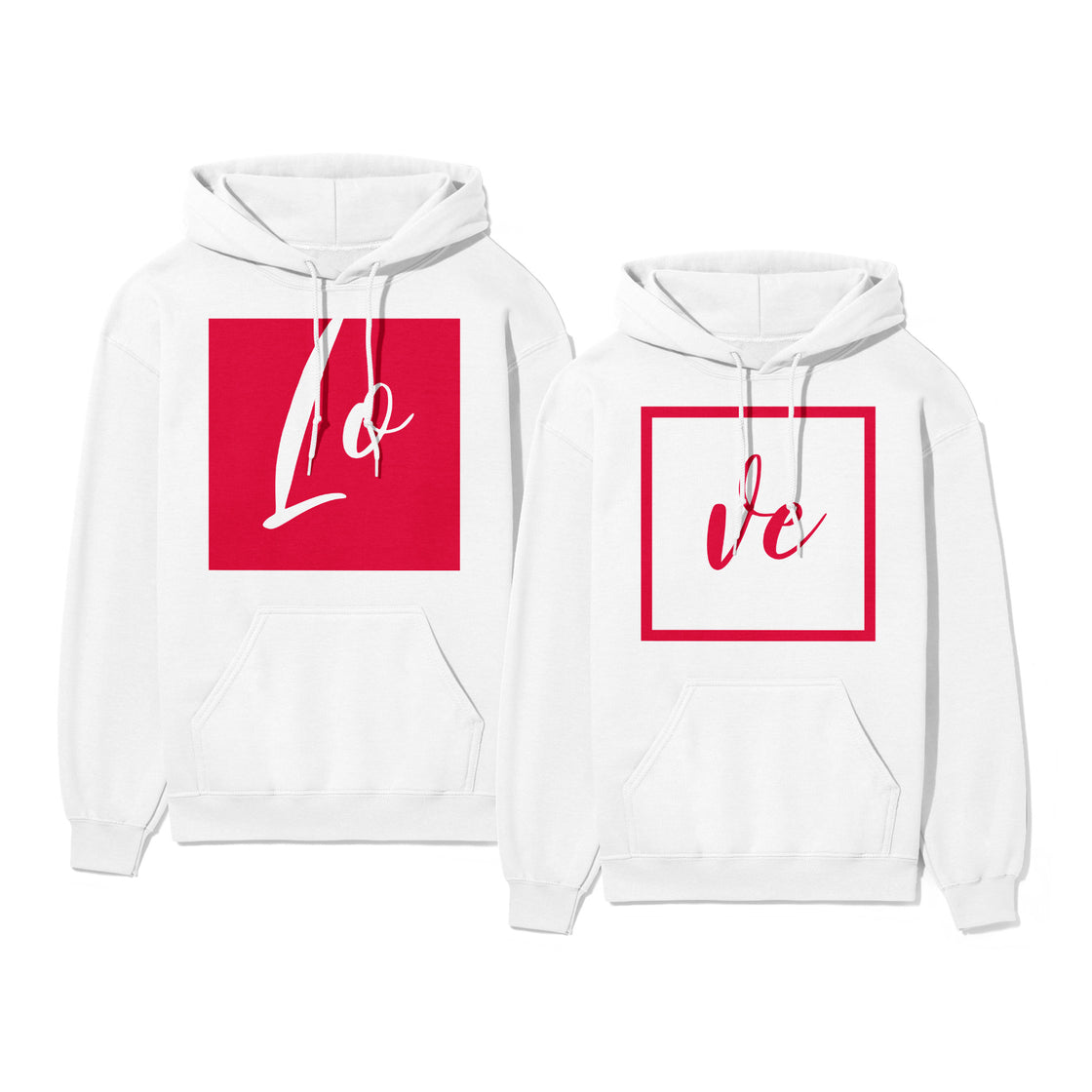 LO & VE – Split Couple Shirts Bold Red Minimalist Design