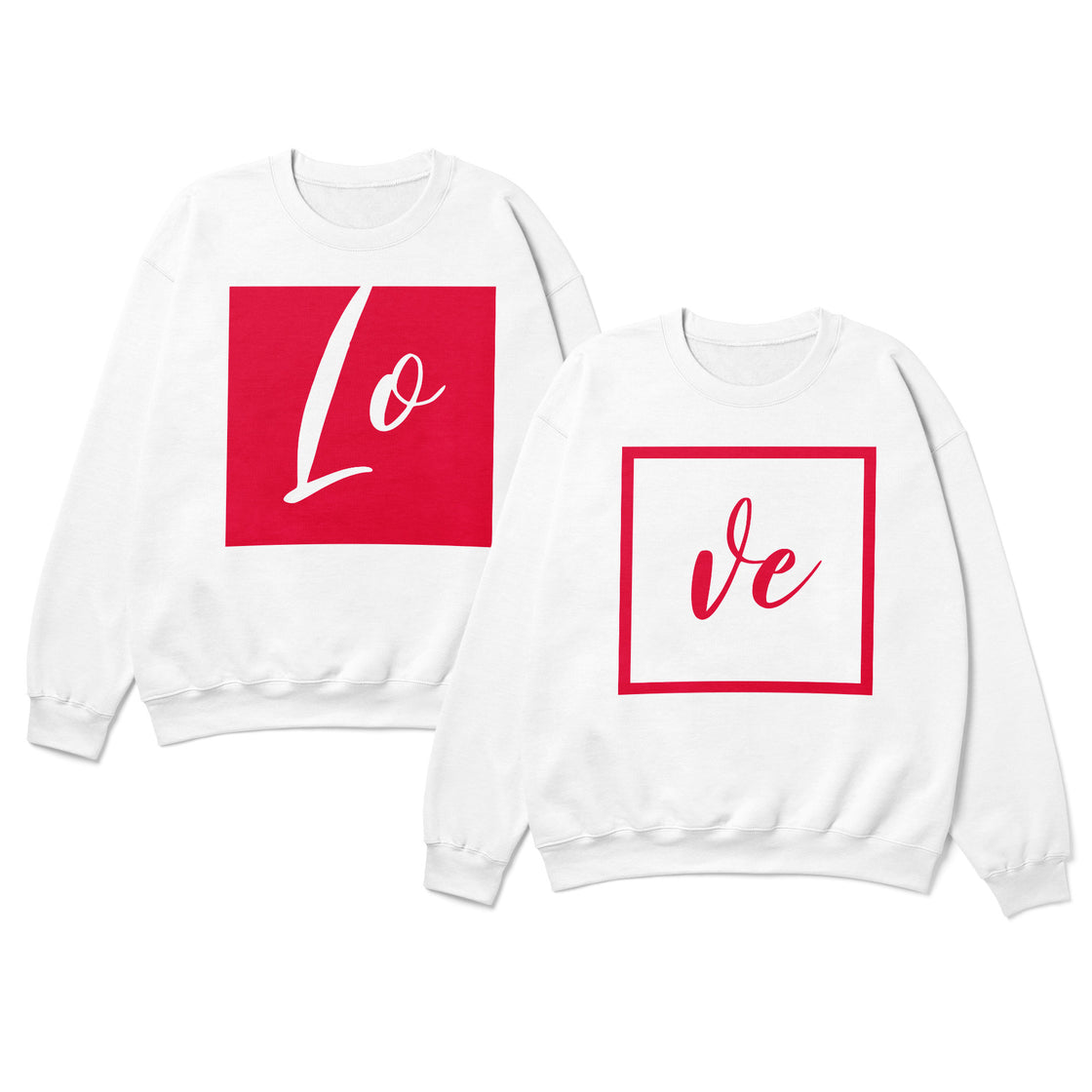 LO & VE – Split Couple Shirts Bold Red Minimalist Design
