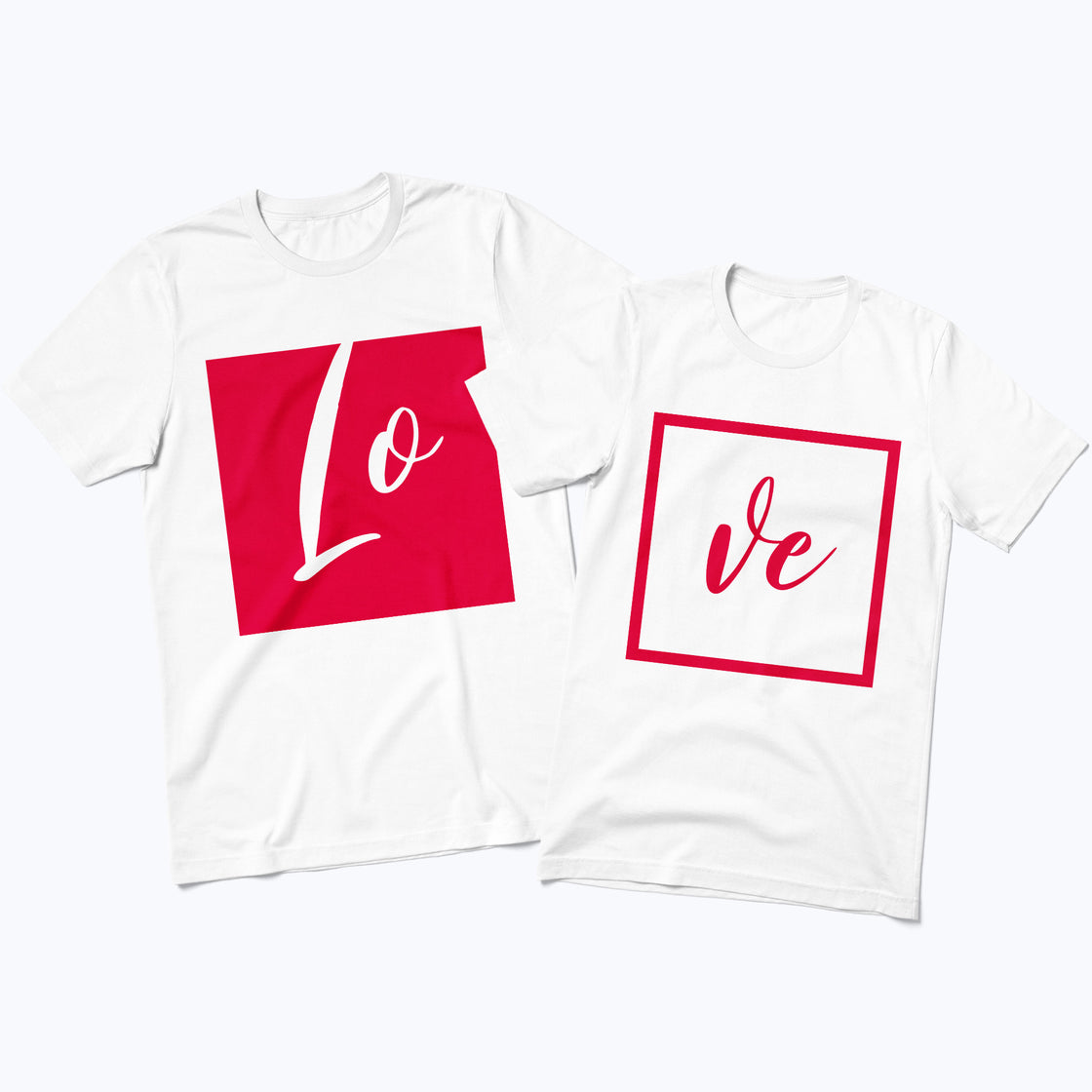 LO & VE – Split Couple Shirts Bold Red Minimalist Design