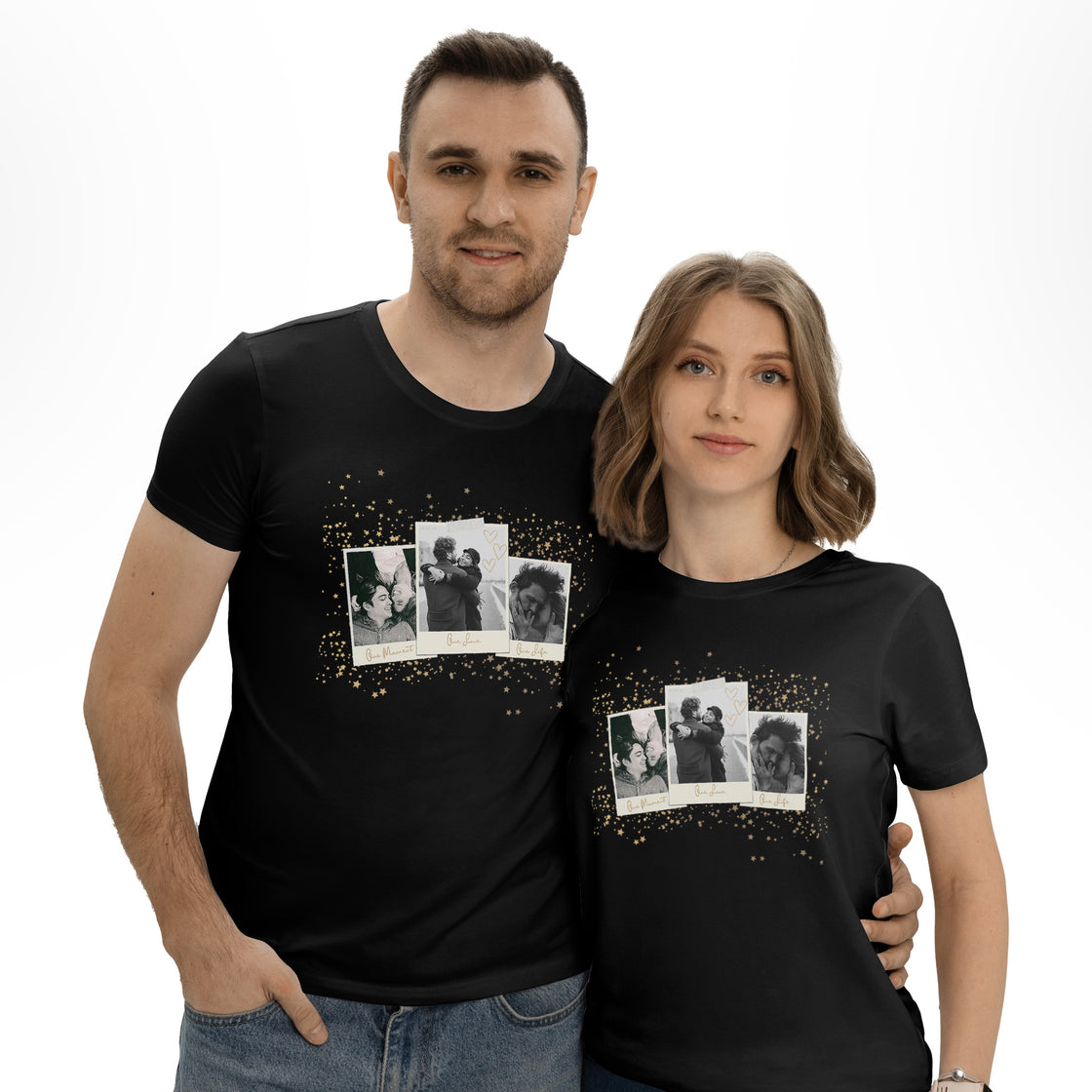Golden Memories Custom Matching Outfits – Your Favorite Moments in a Sparkling Polaroid Design
