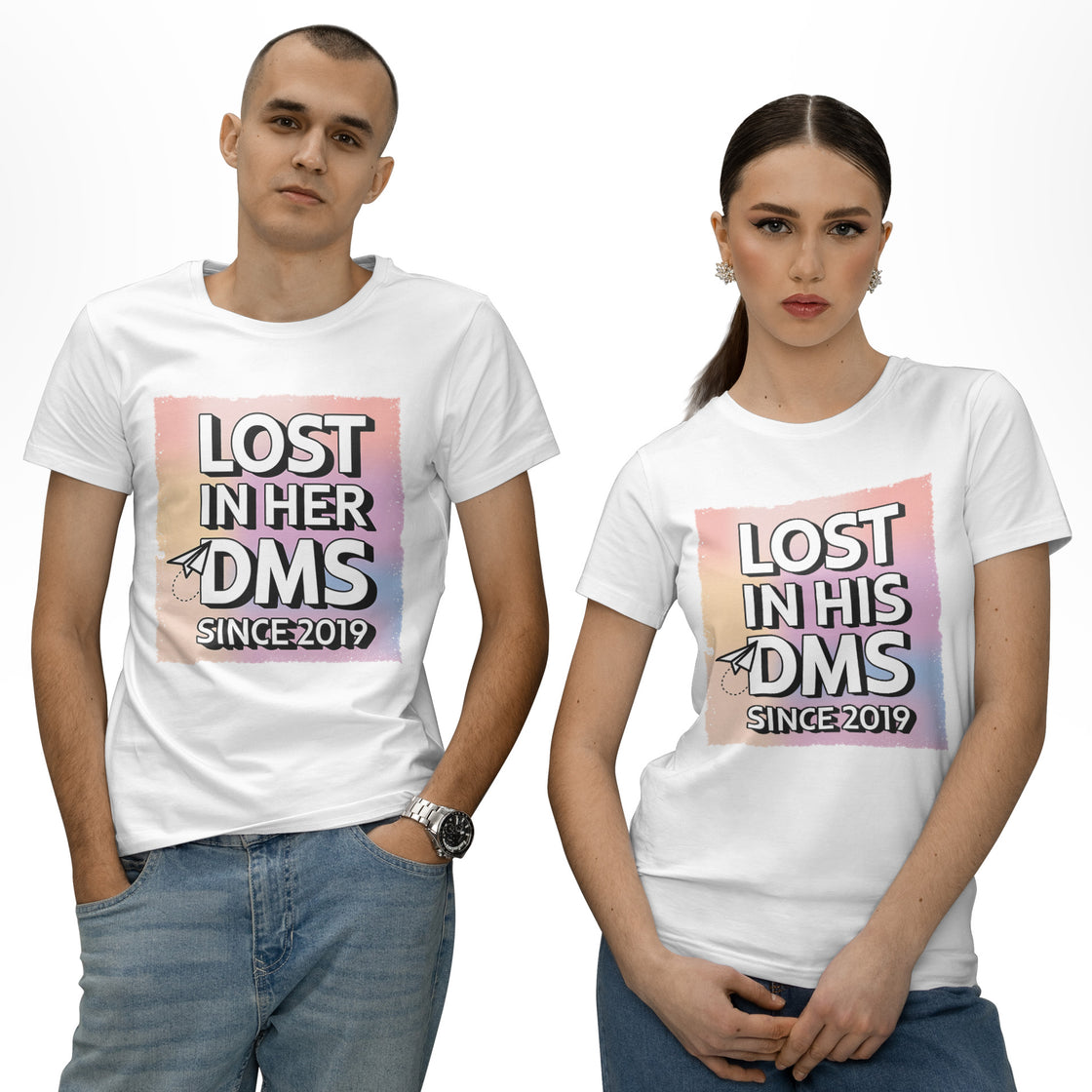 Lost in Her DMS Since 2019 & Lost in His DMS Since 2019 – Matching Looks for Couples Who Slid into Love