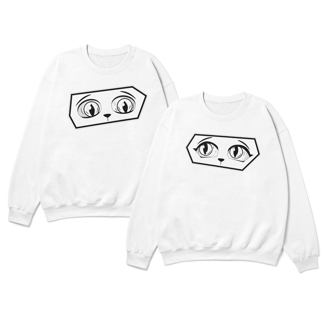 Suspicious Cat Couple Tees – Matching Looks of Judgement