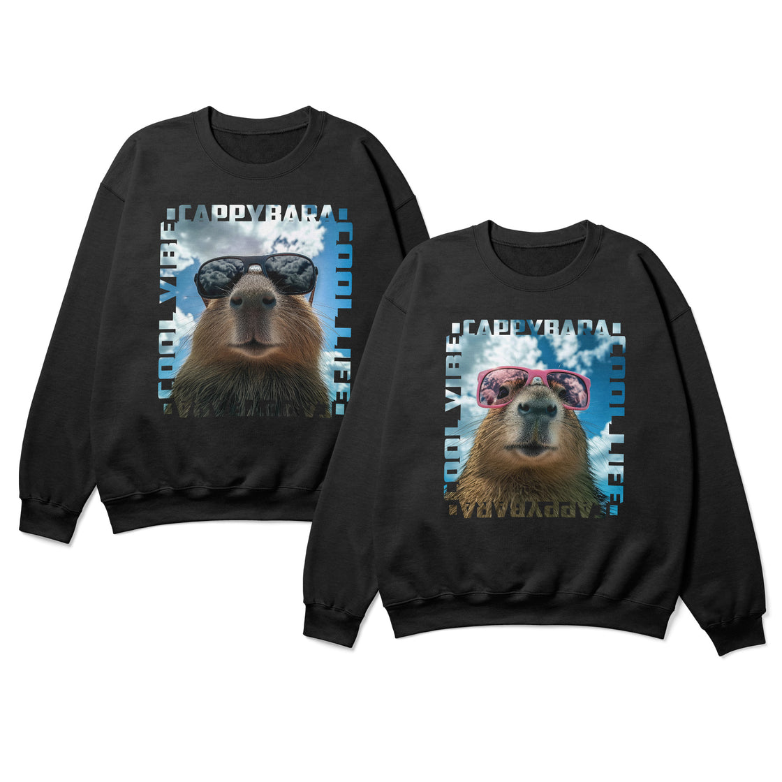 Cool Vibe Capybara – Matching Tees for Couples with Big Vibes