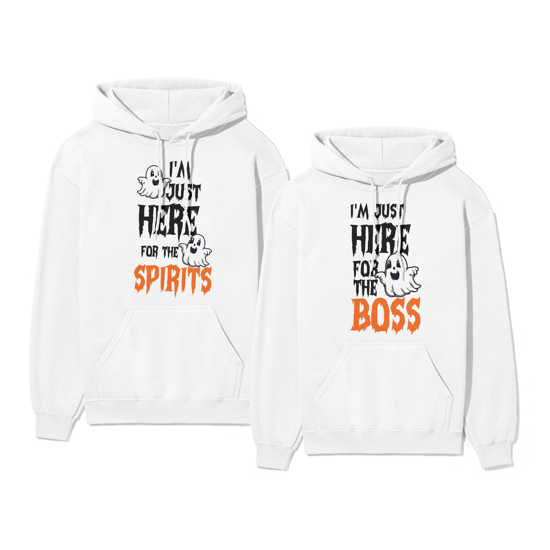 I'm Just Here for the Spirits & the Boss – Funny Couple Matching Set for the Holiday Mood