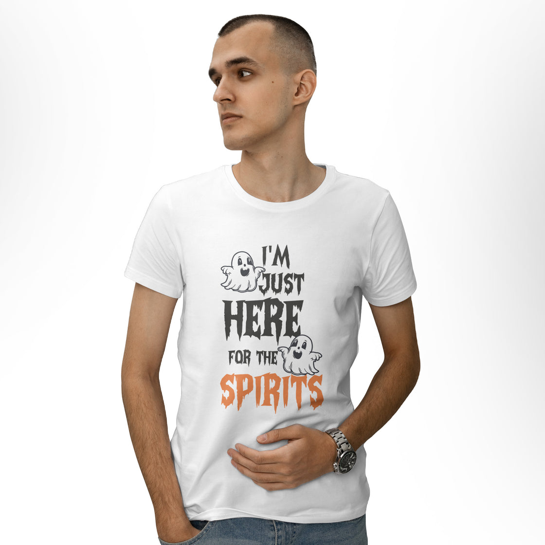 I'm Just Here for the Spirits & the Boss – Funny Couple Matching Set for the Holiday Mood