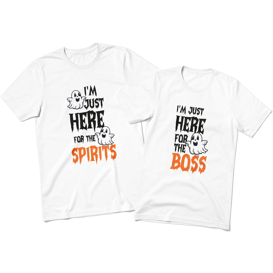 I'm Just Here for the Spirits & the Boss – Funny Couple Matching Set for the Holiday Mood