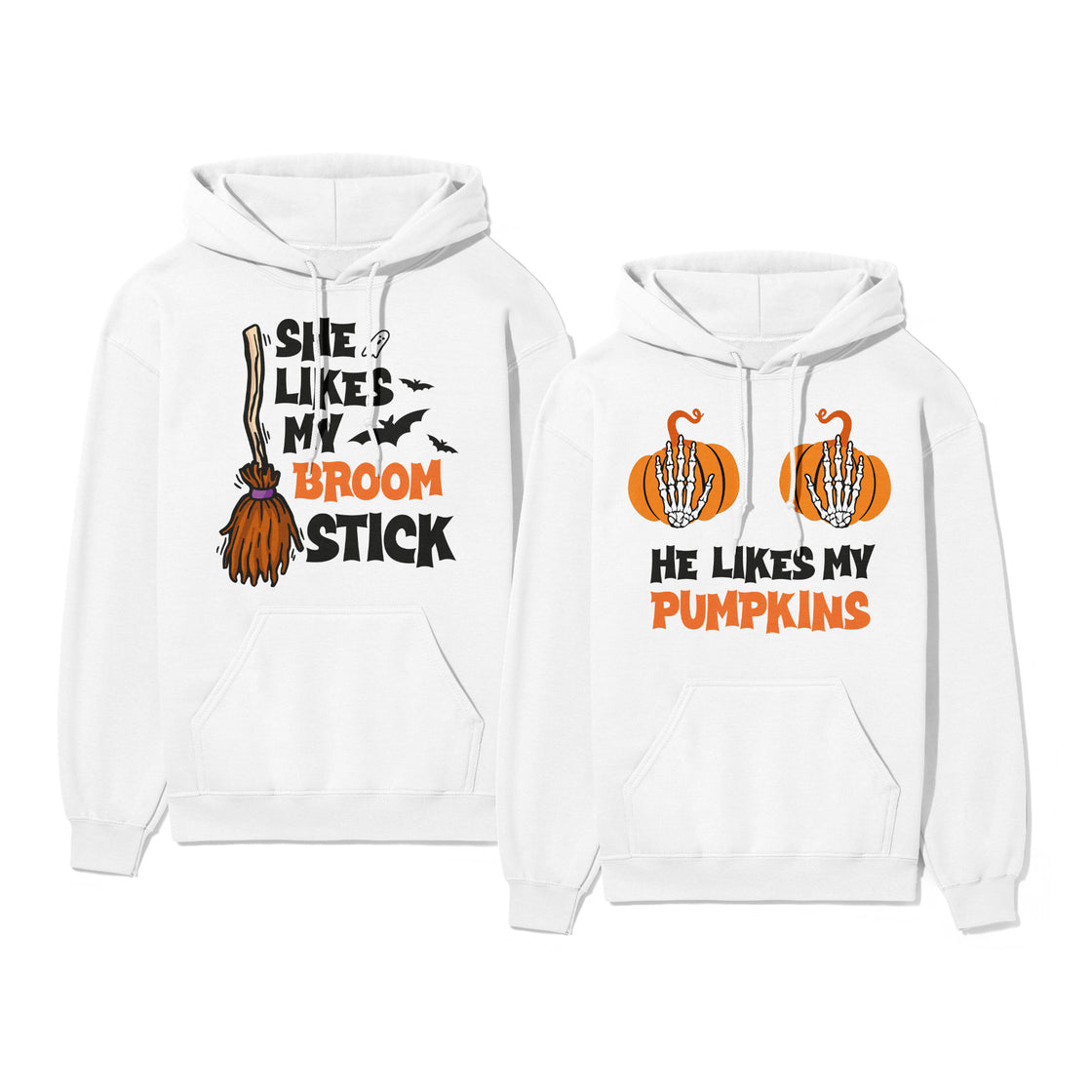 She Likes My Broomstick & He Likes My Pumpkins – Funny His and Hers Matching Outfits for Spooky Season