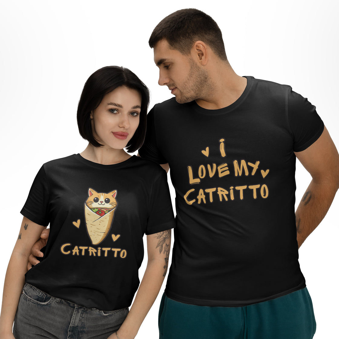 I Love My Catritto & Catritto – Cute & Funny Matching Set for Couples Who Love Cats (and Burritos)