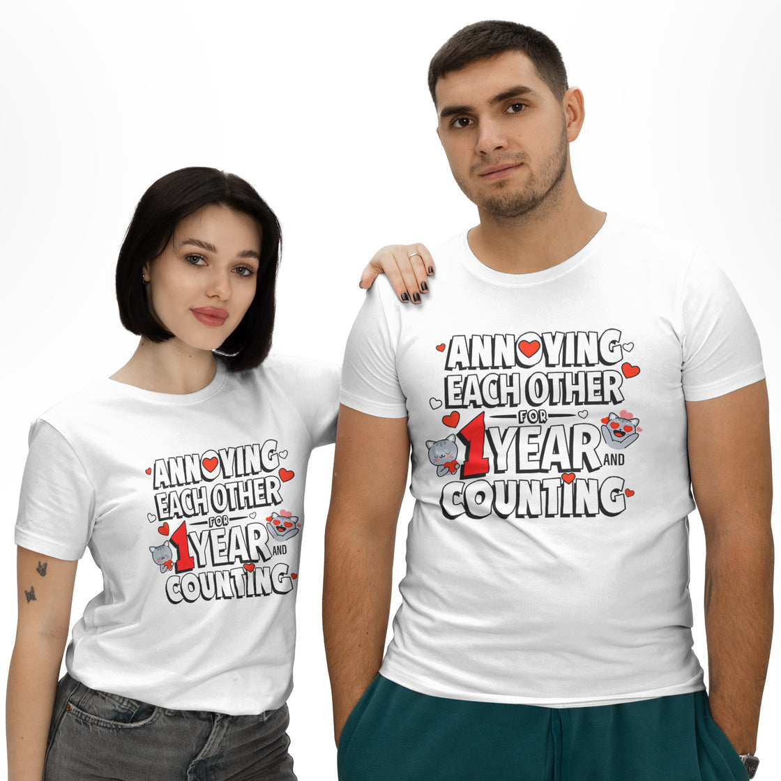 Annoying Each Other for 1 Year and Counting – Couple Matching Set – Perfect for Celebrating Your Love Journey