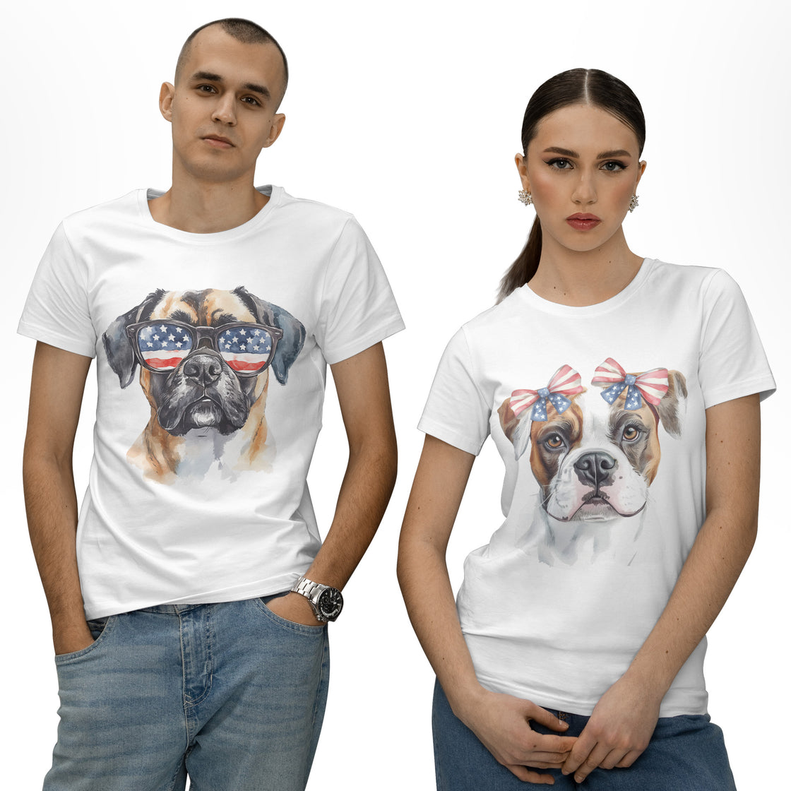 Patriotic Dog Matching Outfits – USA Couple Style