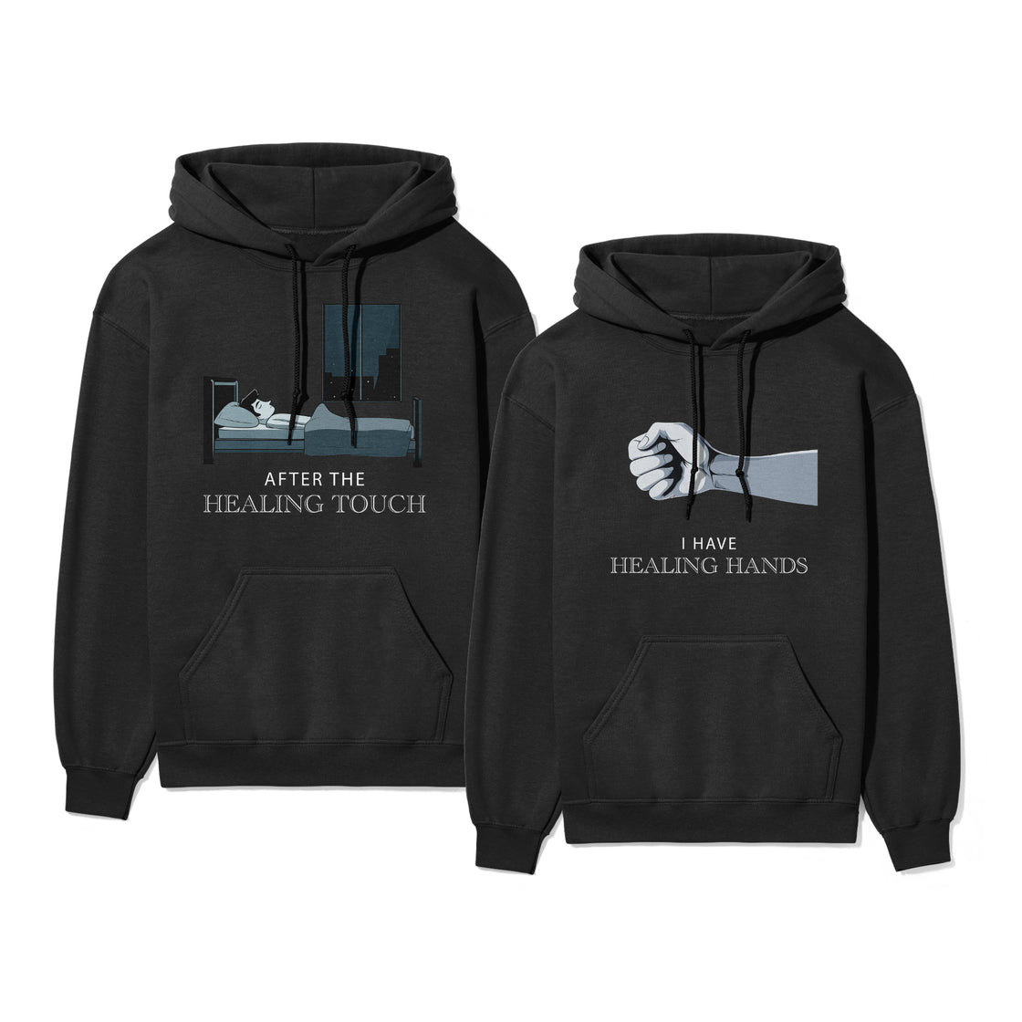 I Have Healing Hands & After the Healing Touch – Funny Spicy Matching Couple T-Shirts