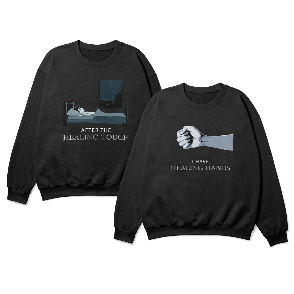 I Have Healing Hands & After the Healing Touch – Funny Spicy Matching Couple T-Shirts