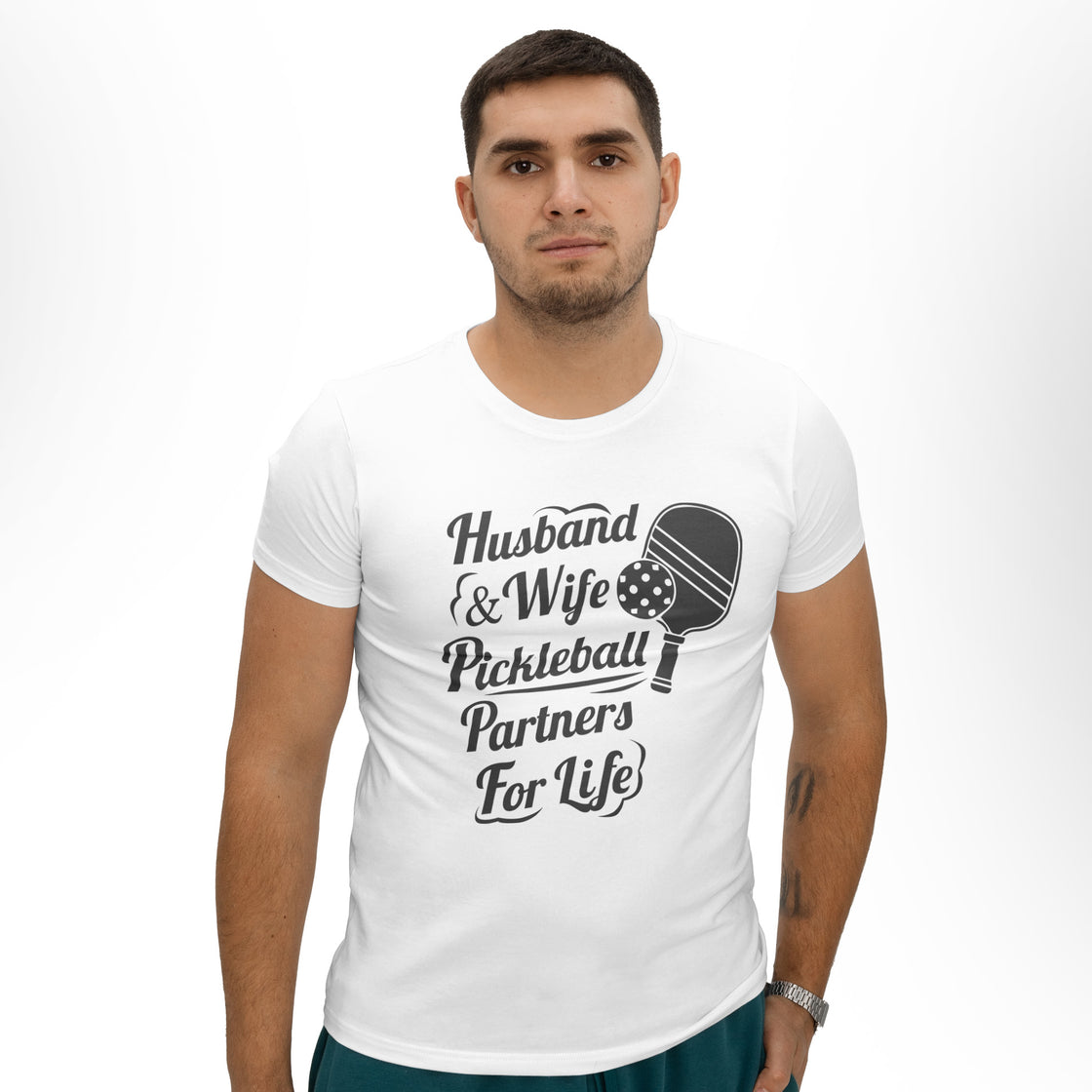Husband & Wife Pickleball Partners for Life – Matching Sports T-Shirts