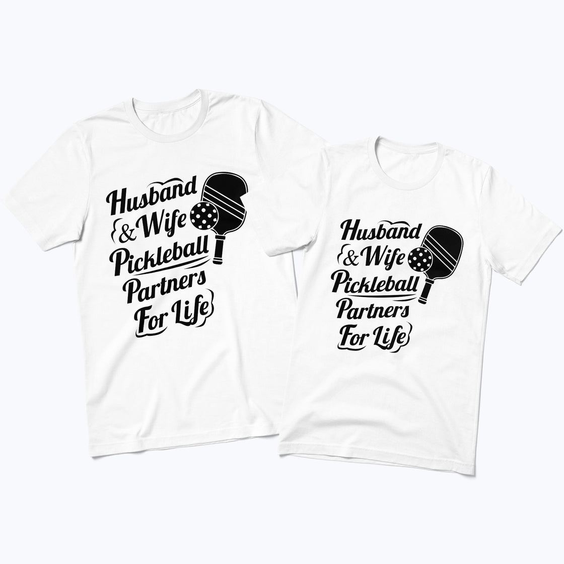 Husband & Wife Pickleball Partners for Life – Matching Sports T-Shirts