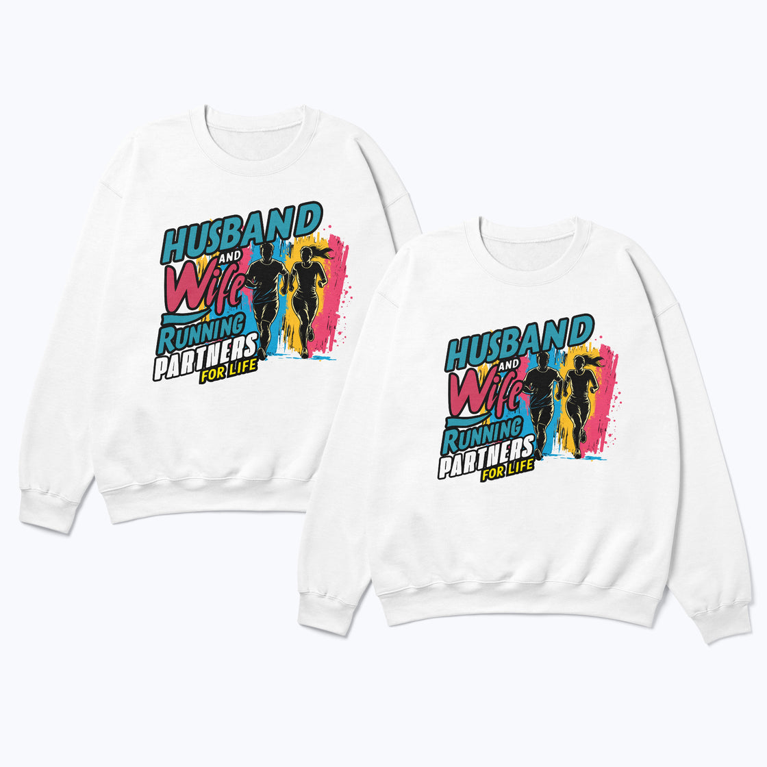 Husband and Wife Running Partners for Life – Matching Fitness – Workout Couple Gift