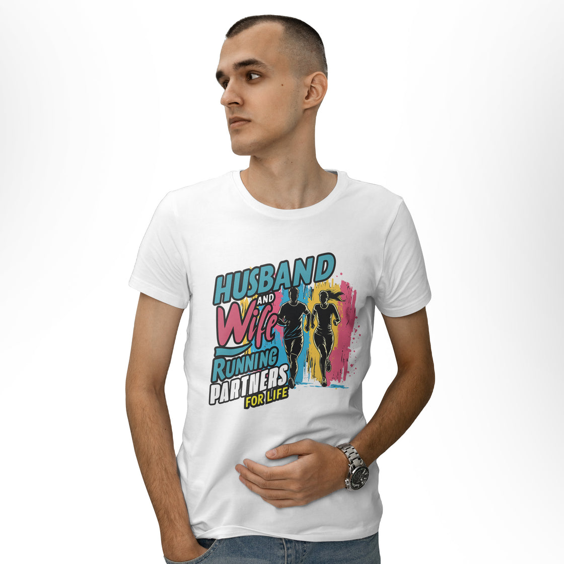 Husband and Wife Running Partners for Life – Matching Fitness – Workout Couple Gift