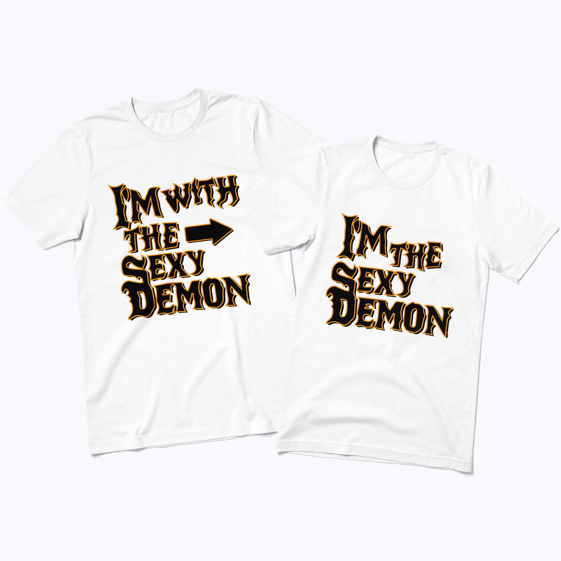 I’m With the Sexy Demon & I’m the Sexy Demon – Matching Funny Halloween Tees for Him and Her