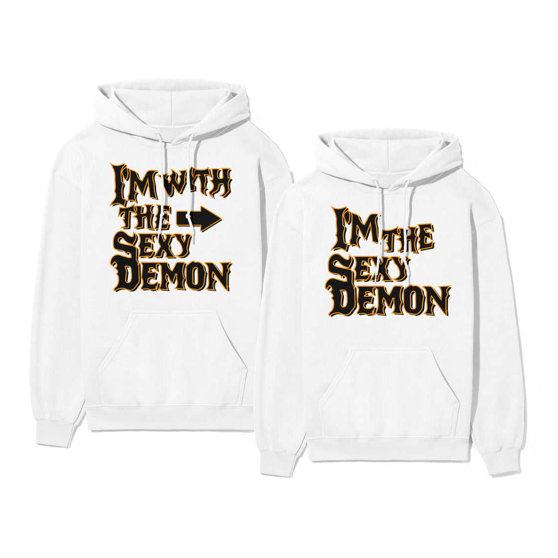 I’m With the Sexy Demon & I’m the Sexy Demon – Matching Funny Halloween Tees for Him and Her