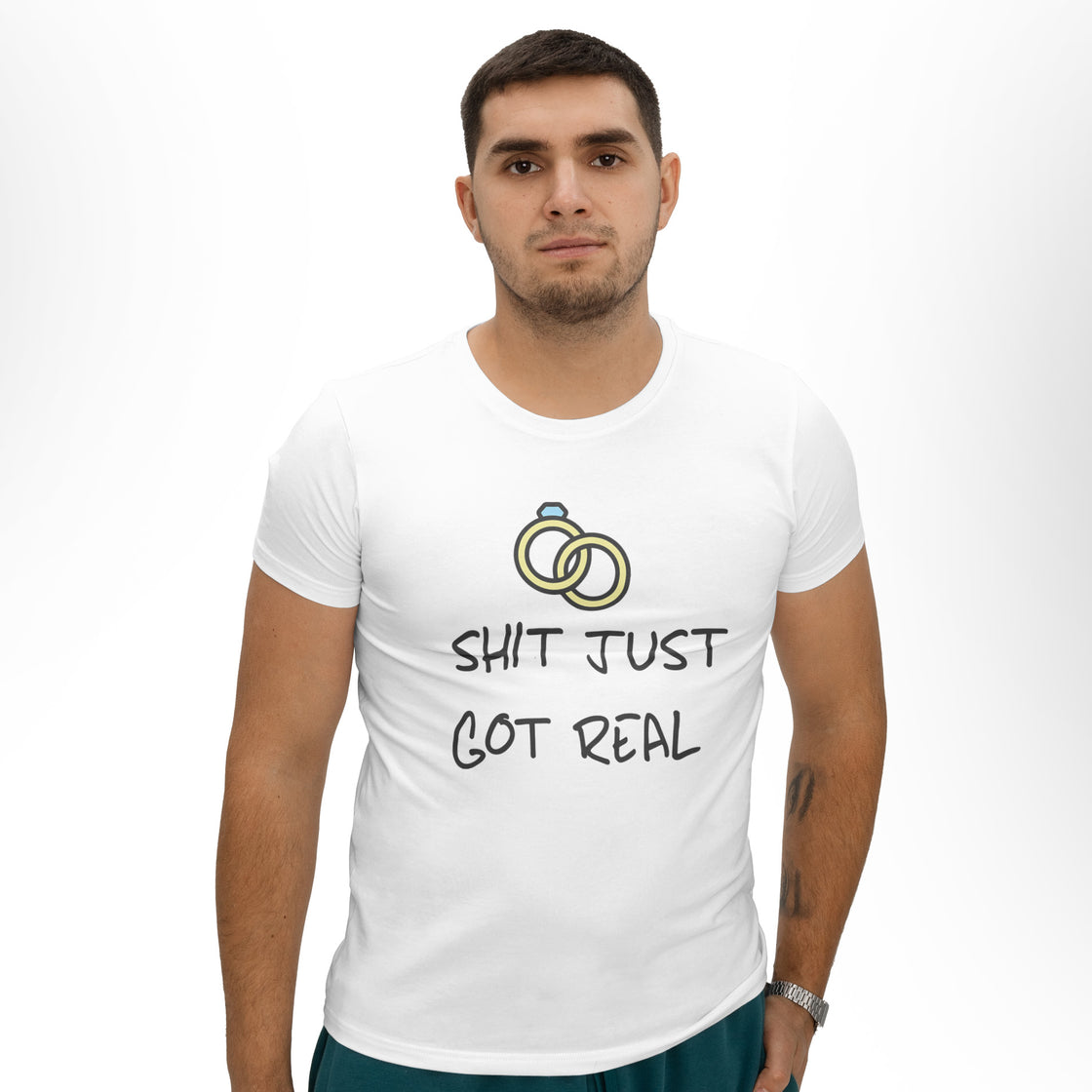Shit Just Got Real – Matching Tees for Bride and Groom