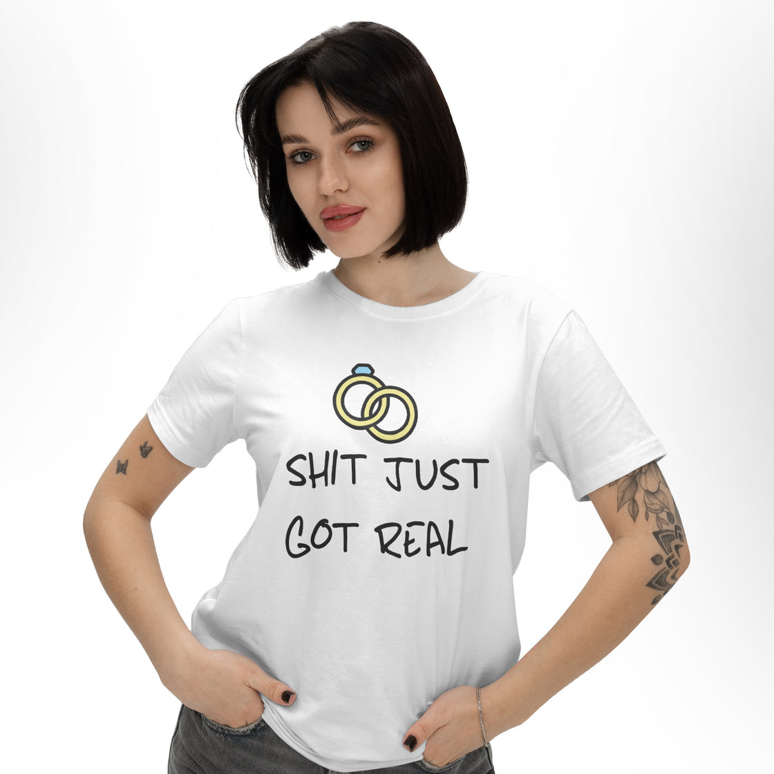 Shit Just Got Real – Matching Tees for Bride and Groom
