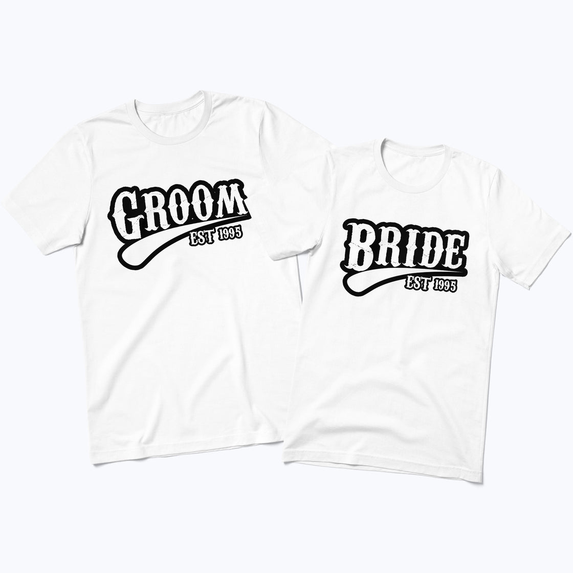 Groom EST 1995 & Bride Groom | Coordinated Couple Outfit for Anniversary & Wedding