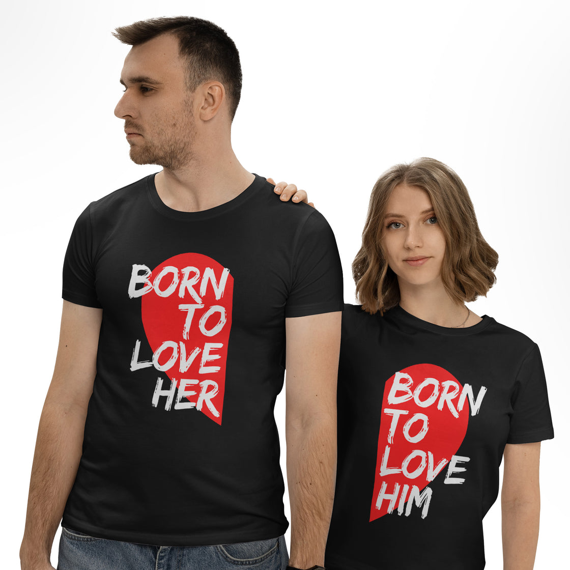 Born to Love Her & Born to Love Him – Couple Shirts That Say It All