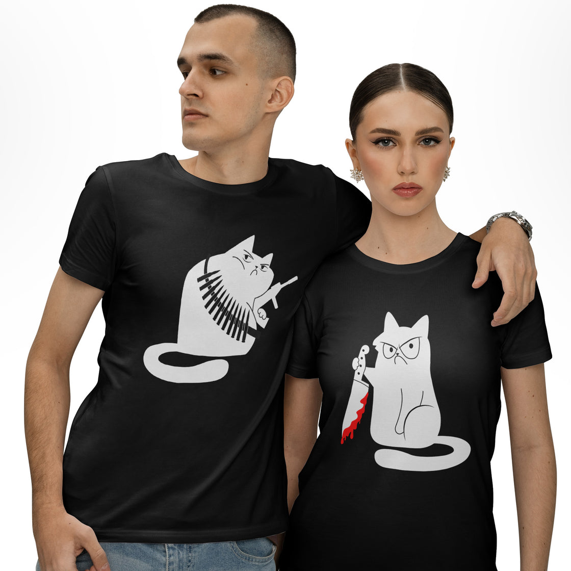 Killer Cats – Dark Humor Matching Shirts for Couples