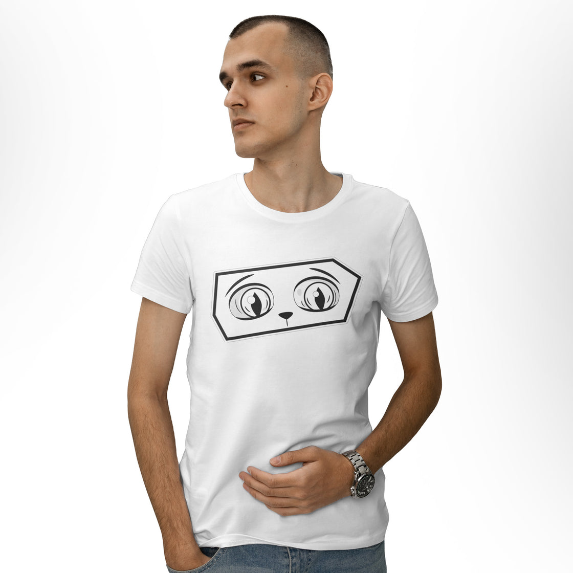 Suspicious Cat Couple Tees – Matching Looks of Judgement