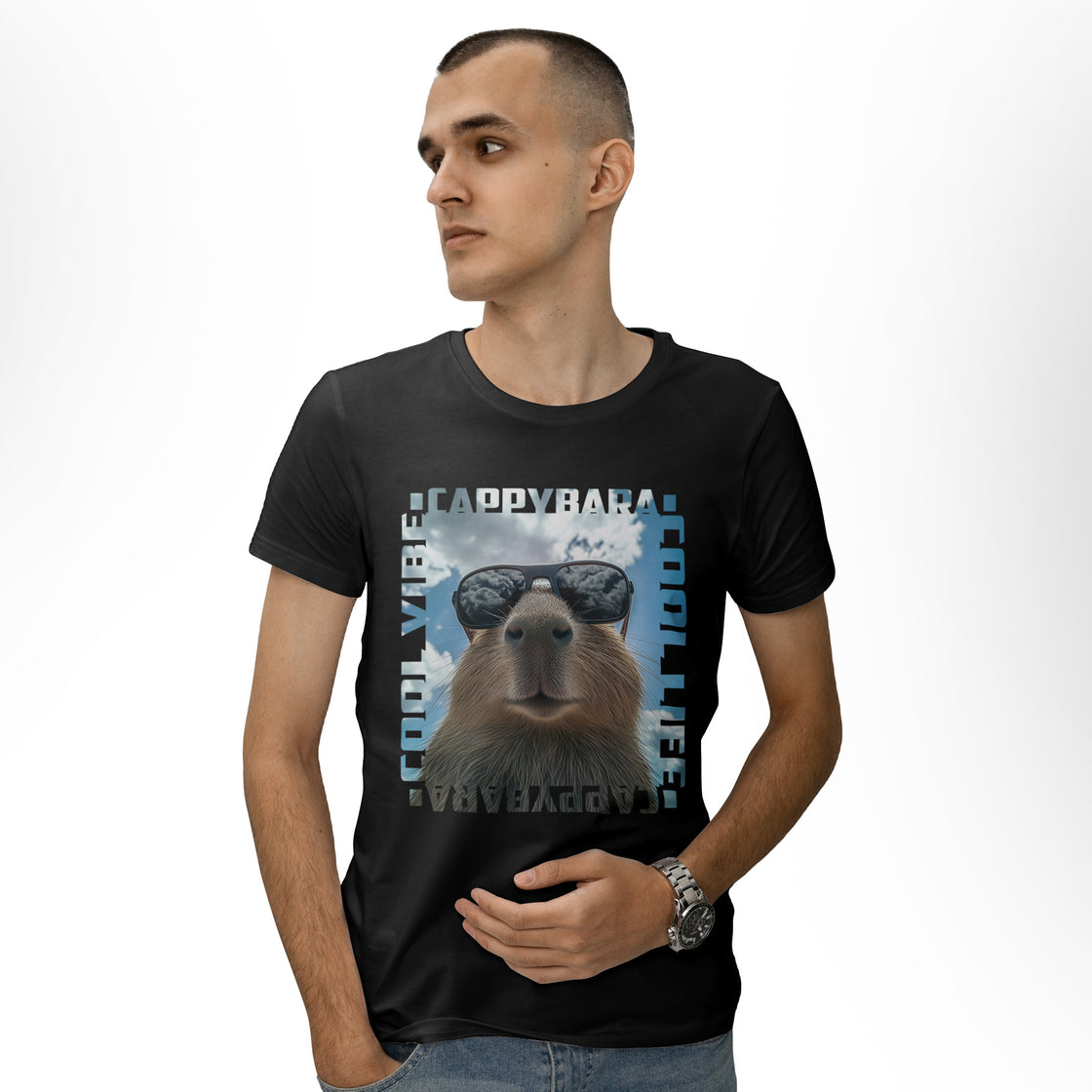 Cool Vibe Capybara – Matching Tees for Couples with Big Vibes