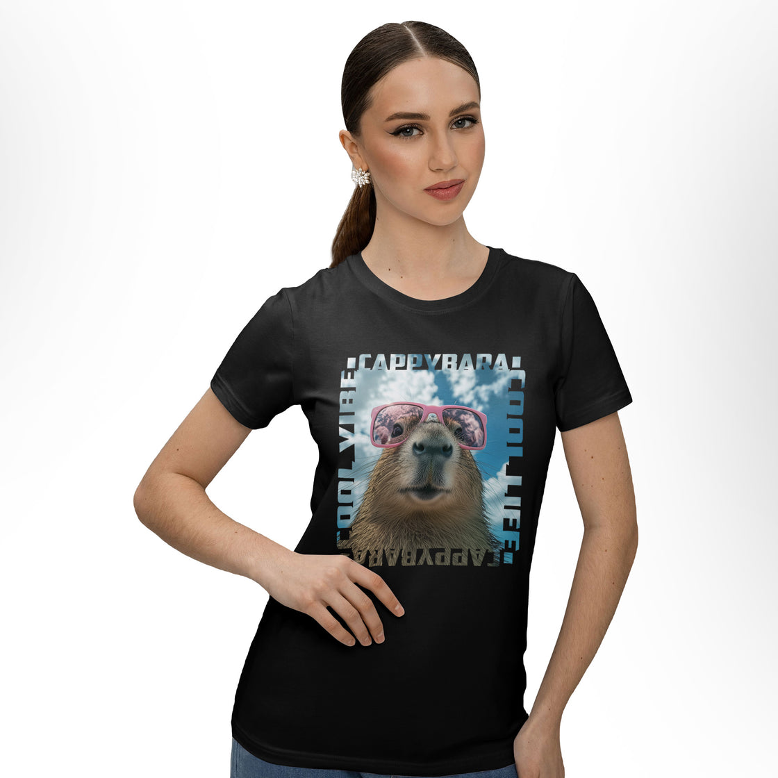 Cool Vibe Capybara – Matching Tees for Couples with Big Vibes